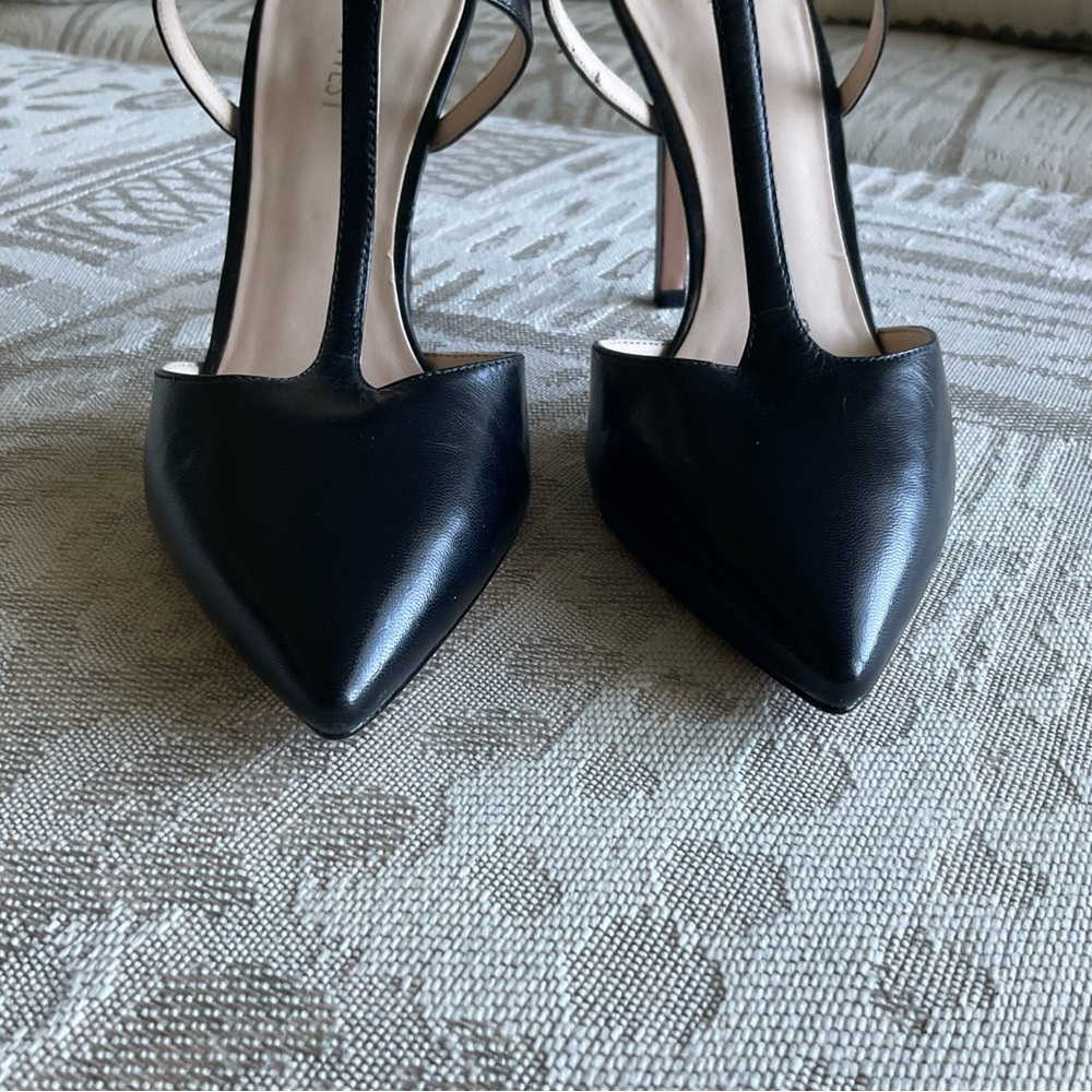 NEW Nine West Black Leather T-Strap Heels - Picture 3 of 7